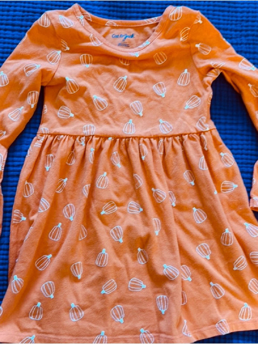 Cat & Jack Orange Long-Sleeve Pumpkin Print Dress